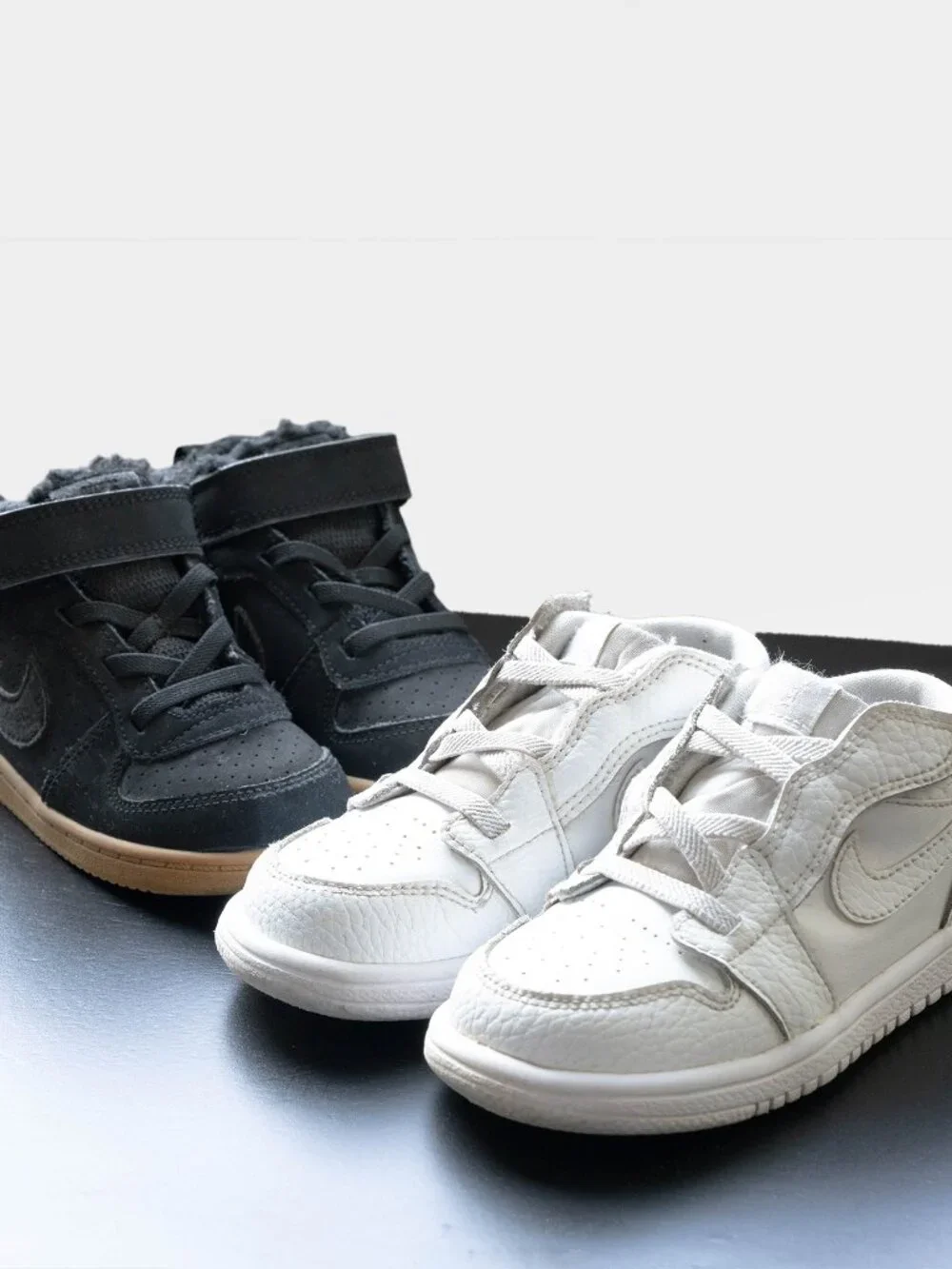 Nike Toddler Shoes Bundle 8C | White Jordans + Black Shearling High Tops